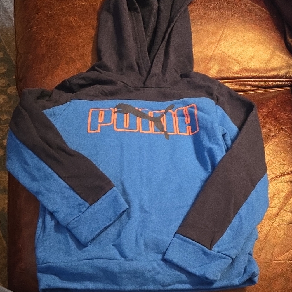 Puma Kids 7 Blue and Black Logo Hoodie